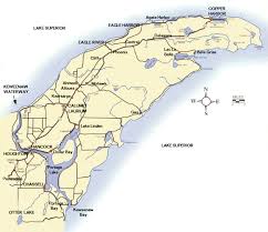 map showing the location of the Keweenaw Peninsula in the Upper ...